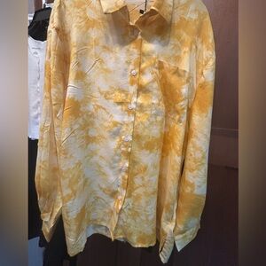 Caara Yellow Tie-Dye Button-Up Shirt new
